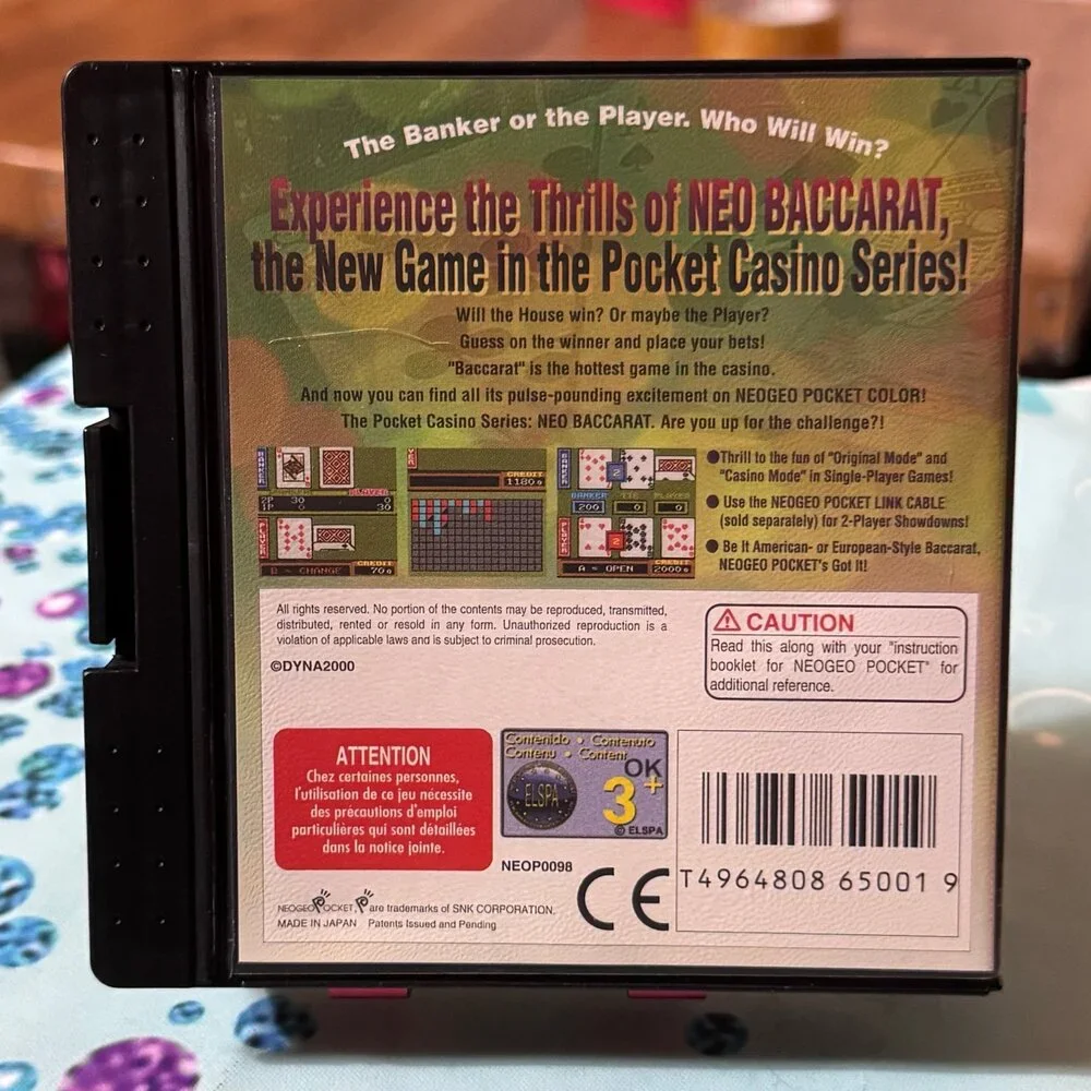 Neo Baccarat SNK Neo Geo Pocket Color NGPC Rare Vintage CIB NOS Casino Series